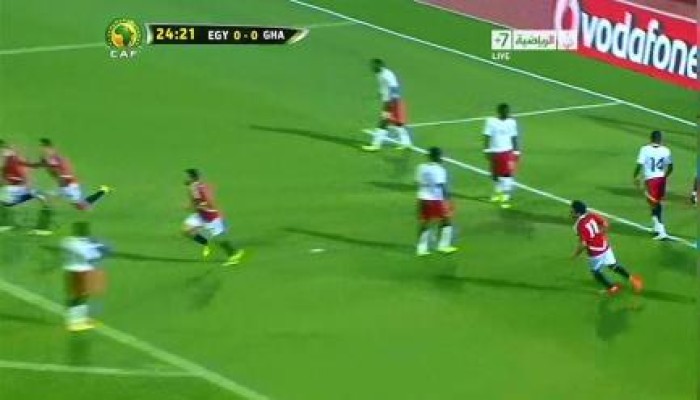 انتهاء الشوط الاول من مباراة مصر وغانا بهدف نظيف للمنتخب المصري