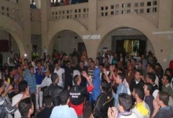 مظاهرة لطلاب المدينة الجامعية ببني سويف تضامنا مع طلاب الازهر