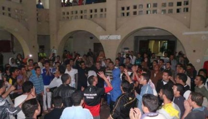 مظاهرة لطلاب المدينة الجامعية ببني سويف تضامنا مع طلاب الازهر