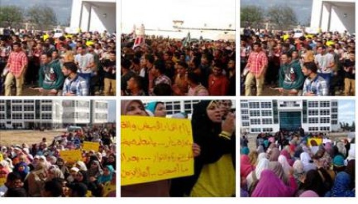 مسيرة حاشدة لطلاب جامعة دمنهور تضامناً مع حرائر الاسكندرية