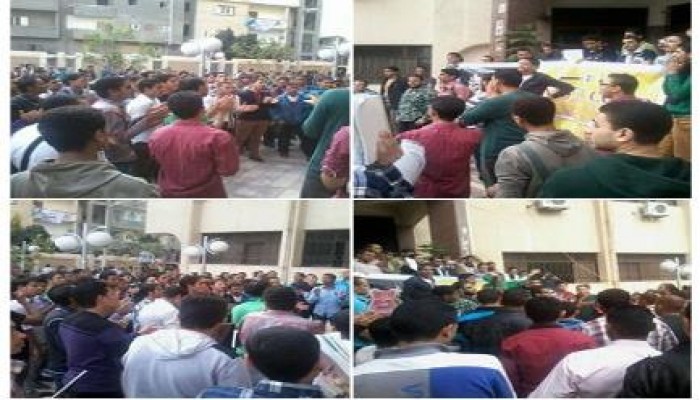 وقفة حاشدة لطلاب شريعة وقانون دمنهور في مليونية " الرجولة موقف "