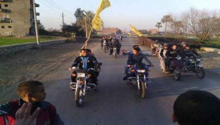 مسيرة بالدراجات البخارية ضد الانقلاب بقرية سنوفر بالفيوم