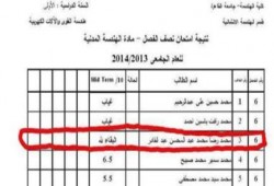 نتيجة امتحان الشهيد محمد رضا في الهندسة " البقاء لله "