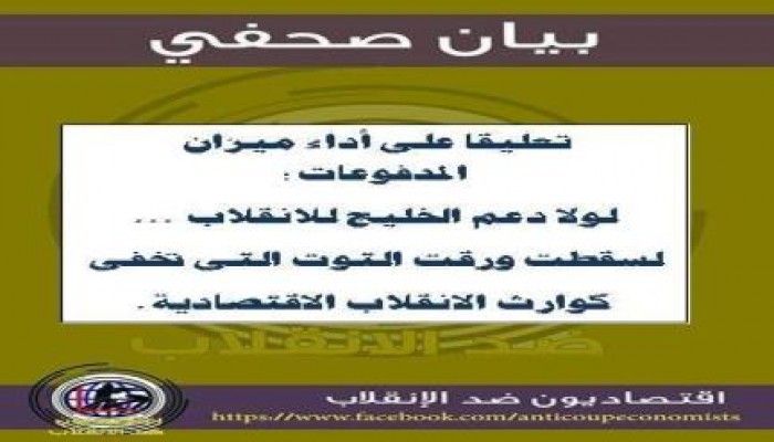 "اقتصاديون ضد الانقلاب": لولا الدعم الخليجي لسقط الانقلاب وظهرت كوارثه الاقتصادية