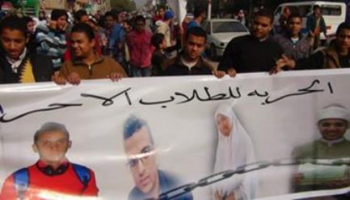 بالصور مظاهرة لائتلاف طلاب ثانوى ضد الانقلاب ببنى سويف