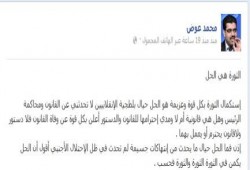 المستشار محمد عوض يكتب:  الثورة هي الحل
