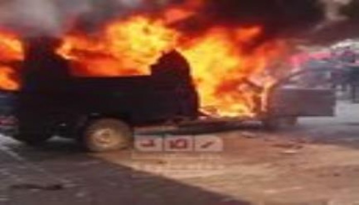 بالفيديو ..حرق سيارة شرطة أثناء تشييع جنازة شهيد الفيوم