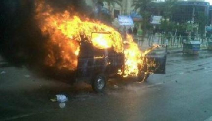 إضرام النيران في سيارة نائب مأمور قسم ببور سعيد