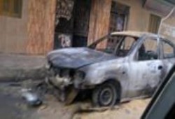 حريق مروع يلتهم سيارة ضابط بالأمن الوطني في أحد شوارع مدينة طنطا