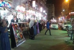 بالصور.. سلسله بشرية لحرائر حلوان أمام جاد لإسقاط انقلاب العسكر