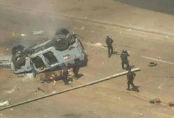 انقلاب مدرعة يسفر عن إصابة نقيب شرطة و 4 مجندين بالمنيا