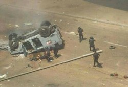 انقلاب مدرعة يسفر عن إصابة نقيب شرطة و 4 مجندين بالمنيا