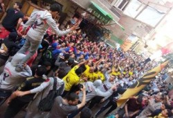 شباب صفط اللبن يتظاهرون بشكل لافت ضد الانقلاب