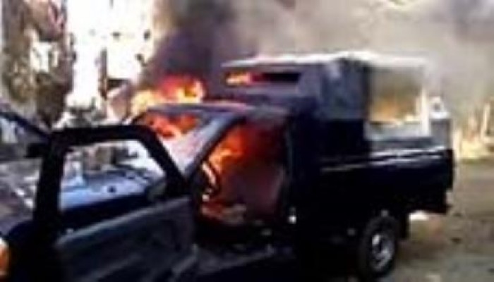 مجهولون يضرمون النيران في سيارة شرطة بطنطا