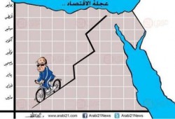 السيسي يمتطي صهوة عجلة الاقتصاد الـ "بيجو" (كاريكاتير)
