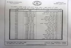 إدارة جامعة الأزهر الانقلابية  تفصل نهائيًا 27 من طلابها بينهم 6 طالبات