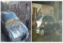 مجهولون يضرمون النار في سيارة  رئيس حملة السيسي في الانتخابات بميت غمر