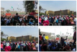 حشود طلاب عين شمس المتظاهرين ضد الداخلية ..  تزلزل الجامعة