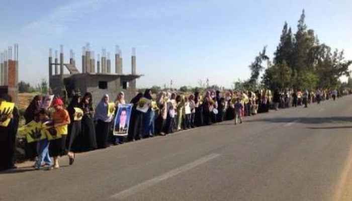 سلسله بشريه ومسيره بفاقوس فى ختام أسبوع مصر مش تكية