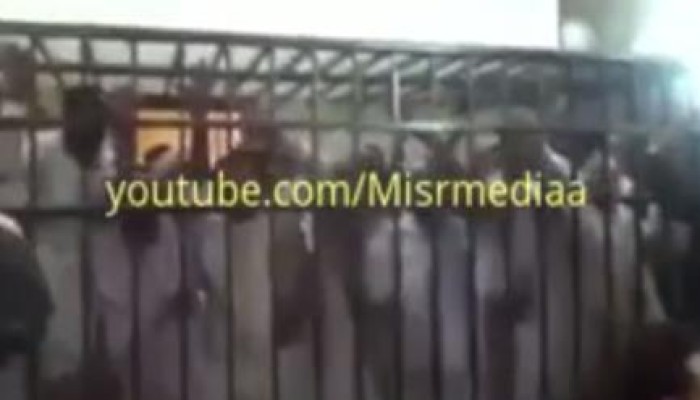 معتقلون من داخل القفص يهتفون: "شوف الباشا شوف البيه.. مراته بتلعب كاراتيه" (فيديو)