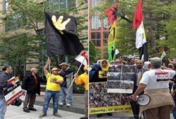 مصريون يتظاهرون في ‫‏واشنطن‬ ضد زيارة نبيل فهمي