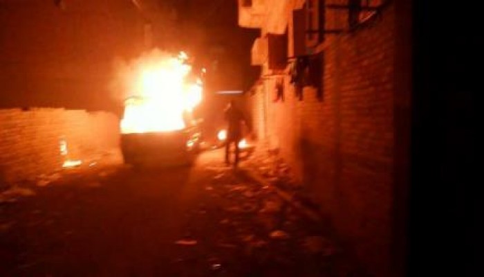 مجهولون يحرقون سيارة شرطة بأسيوط