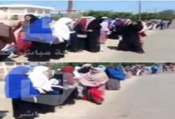 سلسلة بشرية لطلاب ضد الانقلاب بمدينة الزرقا بدمياط في جمعة "زواج مصر من أمريكا باطل"