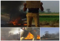 مجهولون يقطعون طريق "طلخا - جمصة" اعتراضا على اعتقال طالبة