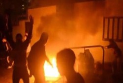 حرق مقر حملة السيسي بمنيا القمح بالشرقية