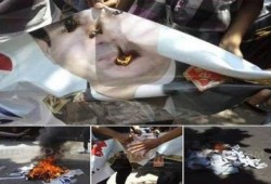 تمزيق لافتات وصور الحملة الدعائية لترشح السيسي بميدان الحجاز بالقاهرة