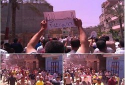 مسيرة حاشدة لأهالى البصارطة بدمياط رفضا للانقلاب ولمسرحية الانتخابات "قاطع رئاسة الدم"