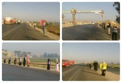 سلسله بشريه على طريق الزراعى بأبوحمص رفضا للانقلاب