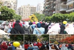 طلاب المدارس ينظمون مسيرة مناهضة للانقلاب في محيط ميدان ‏رابعة