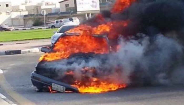 مجهولون يشعلون النيران فى سيارة ضابط شرطة بالفيوم