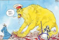 كاريكاتير الانقلاب  في عيون العالم حرب علي الإسلام دعما للعلمانية