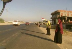 سلسلة لـ"ثوار أبو حمص" احتجاجاً على نتيجة الانتخابات الهزلية