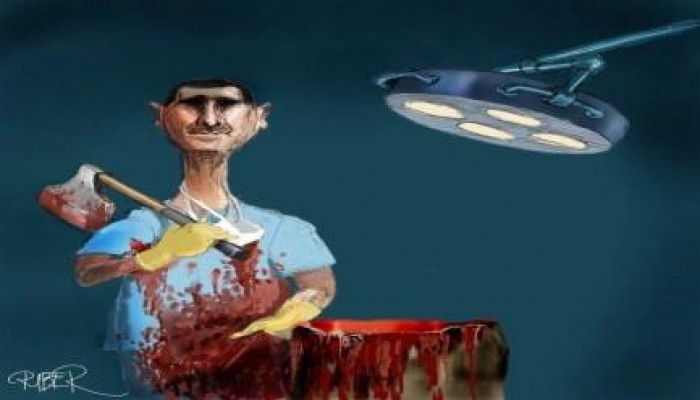 الطاغية المجرم بشار يهنئ الخائن العـ** بفوزه في المسرحية