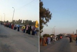 سلسلة بشرية لثوار كوم حمادة تلبية للتحالف الوطني تحت شعار " الحرية لمصر "