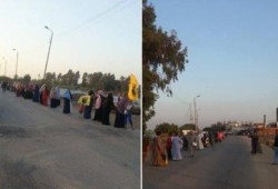 سلسلة بشرية لثوار كوم حمادة تلبية للتحالف الوطني تحت شعار " الحرية لمصر "