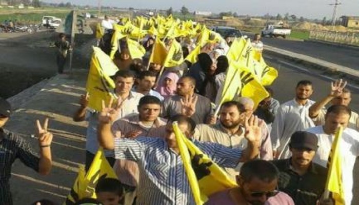 كفرالشيخ - بالصور : ثوار كفر الشيخ ينظمون مسيرة ضد الانقلاب العسكري علي رافد الطريق الدولي