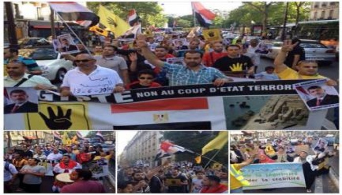 فرنسا - بالصور : الجالية المصرية تنظم مسيرة حاشدة ضد الانقلاب بباريس