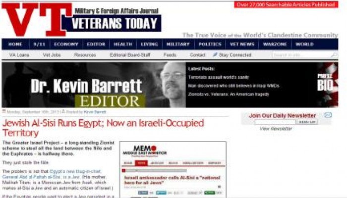 الكاتب الأمريكي "كيفن باريت" : السيسي اليهودى يحكم مصر و هي الأن تحت الاحتلال الصهيوني