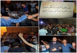 ثوار الخياطه بدمياط يحتفلون بخروج أحد أبنائها من معتقلات الانقلاب