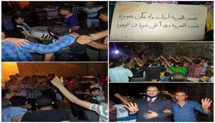 ثوار الخياطه بدمياط يحتفلون بخروج أحد أبنائها من معتقلات الانقلاب