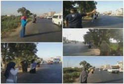 دمياط - بالصور :  سلسلة بشرية لثوار كفر سعد للتنديد بالانقلاب العسكرى