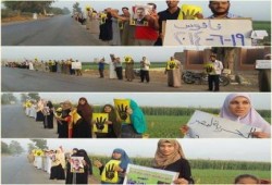 الشرقية - بالصور : سلسلة بشرية صباحية بفاقوس في ختام أسبوع الحرية لمصر