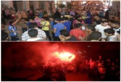 دمياط - بالصور: ثوار الزرقا يستقبلون احد الاحرار بعد اطلاق سراحة بمسيرةتطوف شوارع المدينة