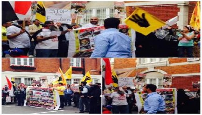 بريطانيا - بالصور : وقفة ضد الإنقلاب الدموى وأحكام قضاء العسكر للمصريين فى ‫‏لندن‬