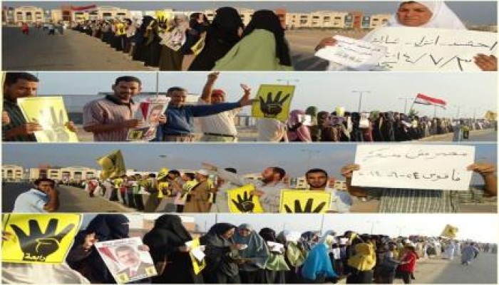 الشرقية - بالصور : سلاسل بشرية صباحية حاشدة ضد الانقلاب العسكري بفاقوس