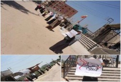 ‫الدقهلية‬  - بالصور: سلسلة بشرية لـ"نساء ضد الإنقلاب" على طريق "البحر" بقرية "ميت عنتر"